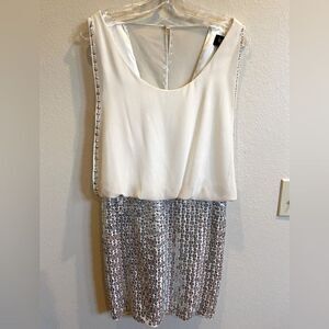 LAUNDRY BY SHELLI SEGAL CHIFFON AND SEQUIN COCKTAIL DRESS